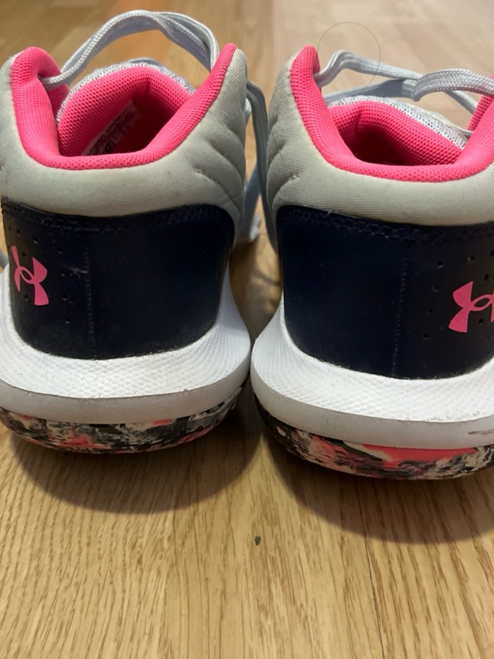 Under Armour kids Navy, Pink and White Athletic Sneakers